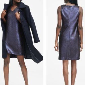 Banana Republic Navy V-Neck Sequin Shift Evening Dress